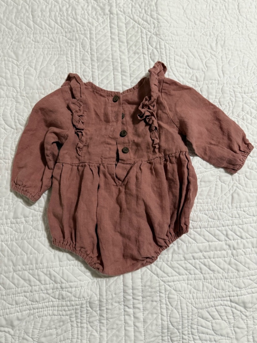 Mauve Ruffle Baby Romper - Picture 2 of 3